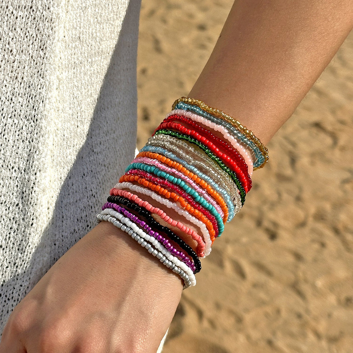 Colour-Block Beaded Bracelet Set — bracelet, view 6