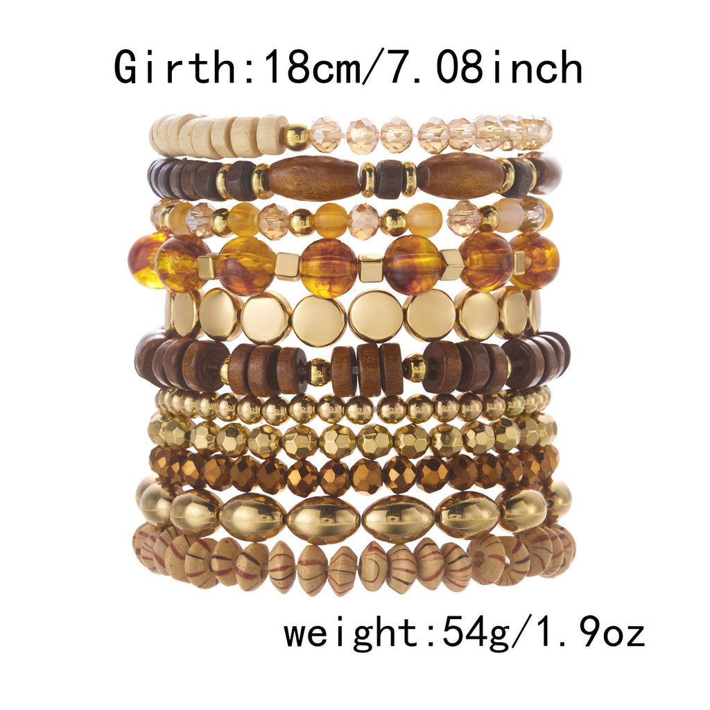 Layered Wood Bead Bracelet — brown bracelet, view 9