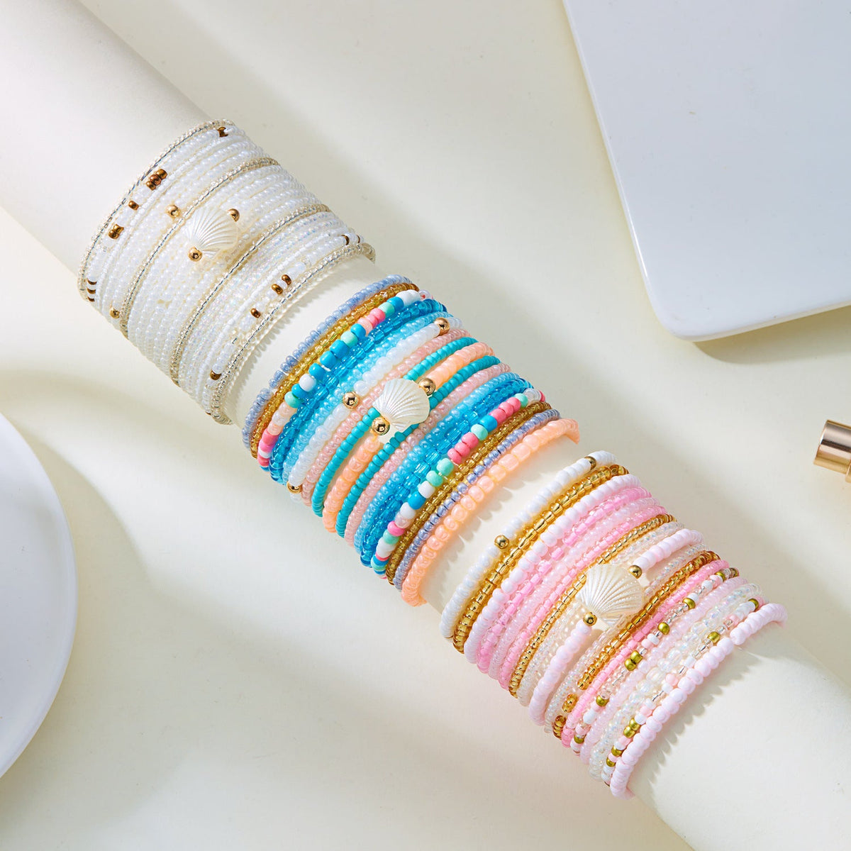 Stackable Wood Beaded Bracelet — bracelet, view 2