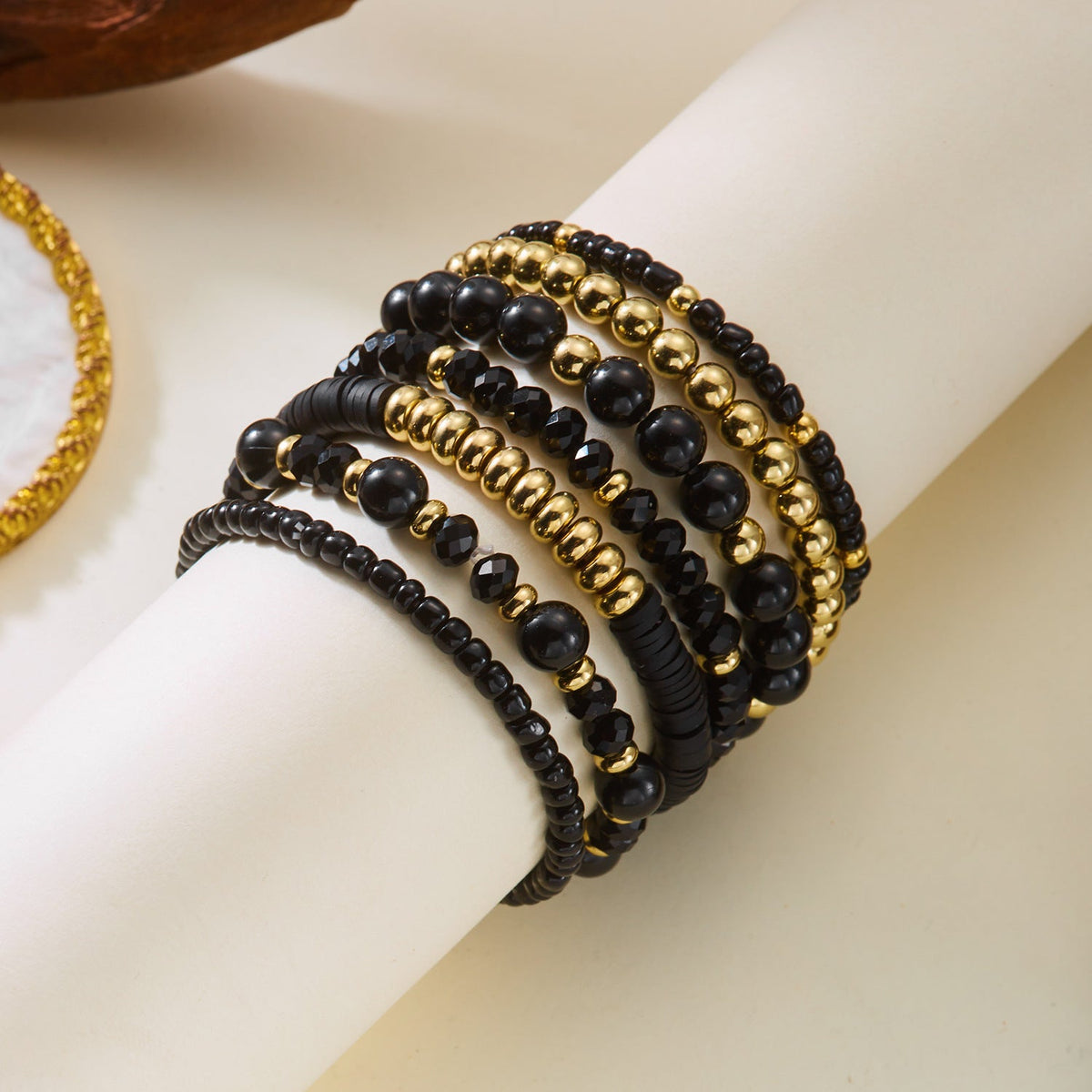 Wood Bead Multi-Layer Bracelet — bracelet, view 2