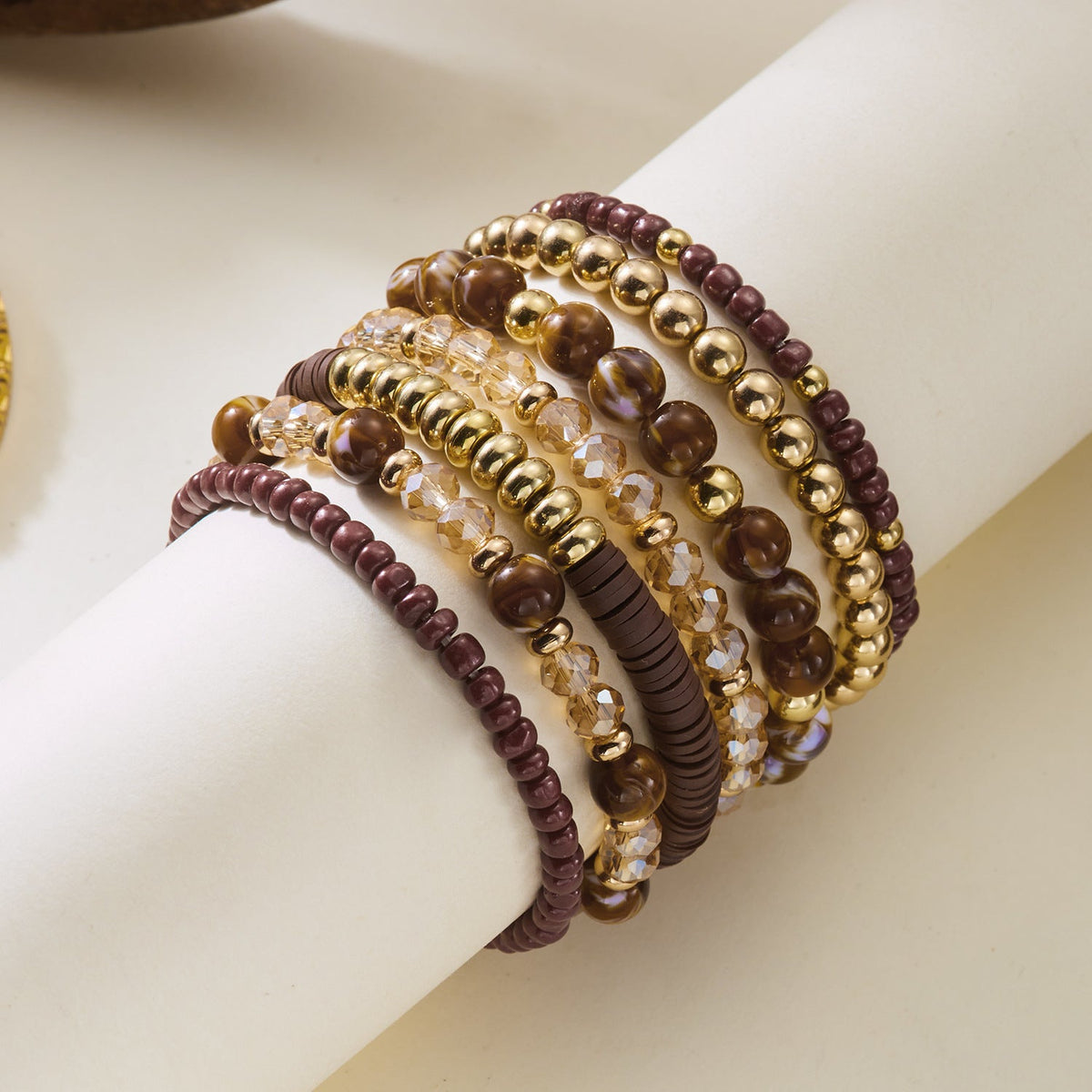 Wood Bead Multi-Layer Bracelet — bracelet, view 4