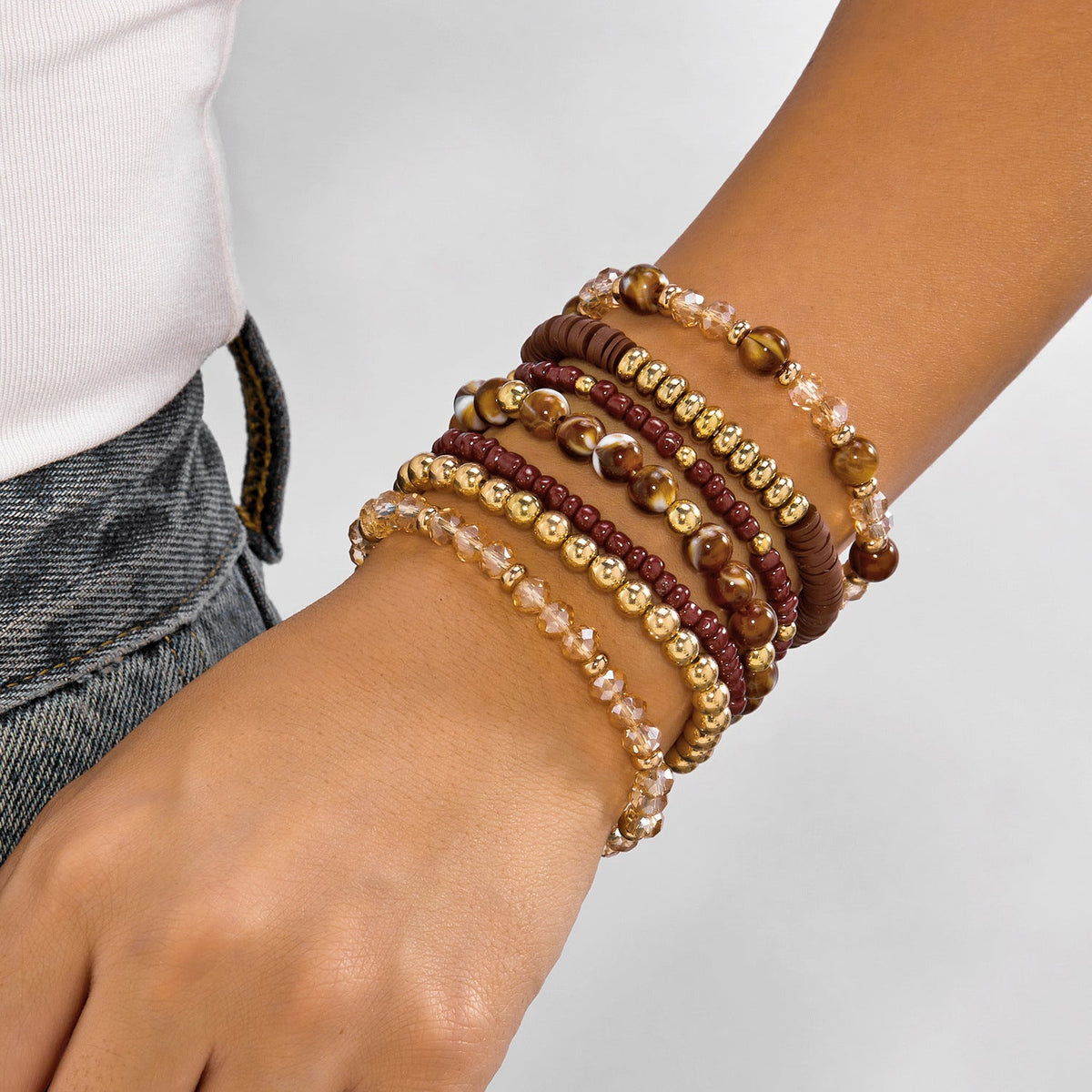 Wood Bead Multi-Layer Bracelet — bracelet, view 7