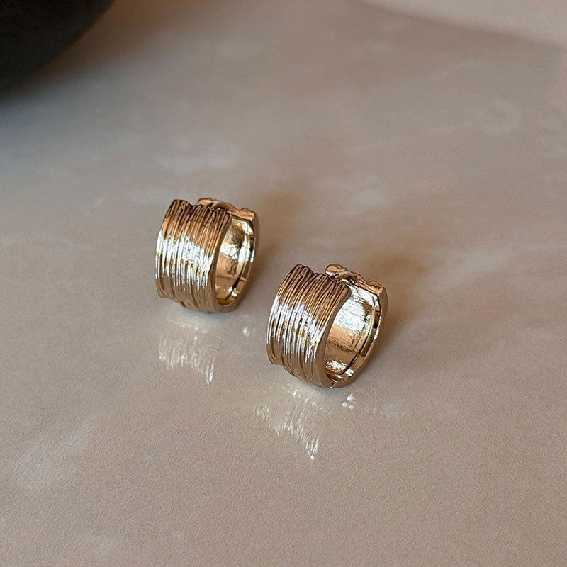 Geometric Circle Hoop Earrings — gold earrings, view 2