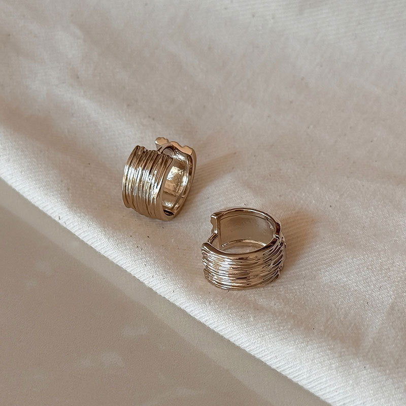 Geometric Circle Hoop Earrings — gold earrings, view 3