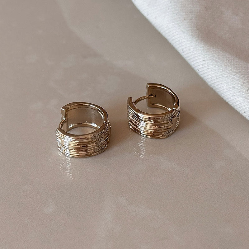 Geometric Circle Hoop Earrings — gold earrings, view 4