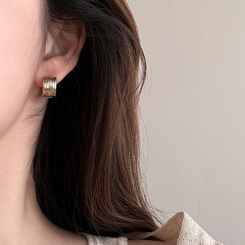 Geometric Circle Hoop Earrings — gold earrings, view 6