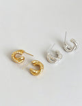 Fine Twisted C-Shaped Stud Earrings — earrings