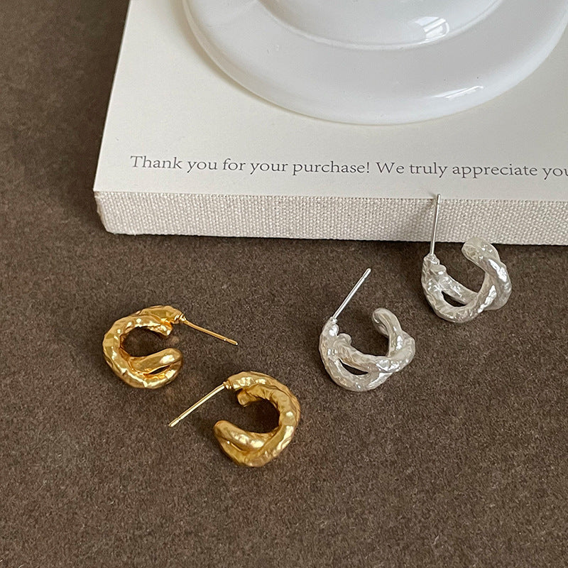 Fine Twisted C-Shaped Stud Earrings — earrings, view 2