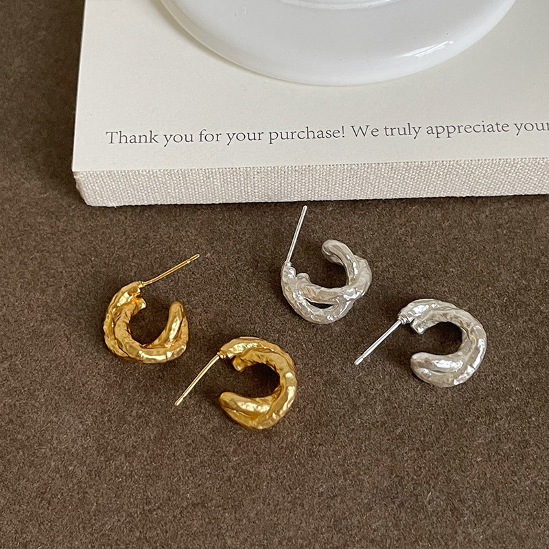 Fine Twisted C-Shaped Stud Earrings — earrings, view 3