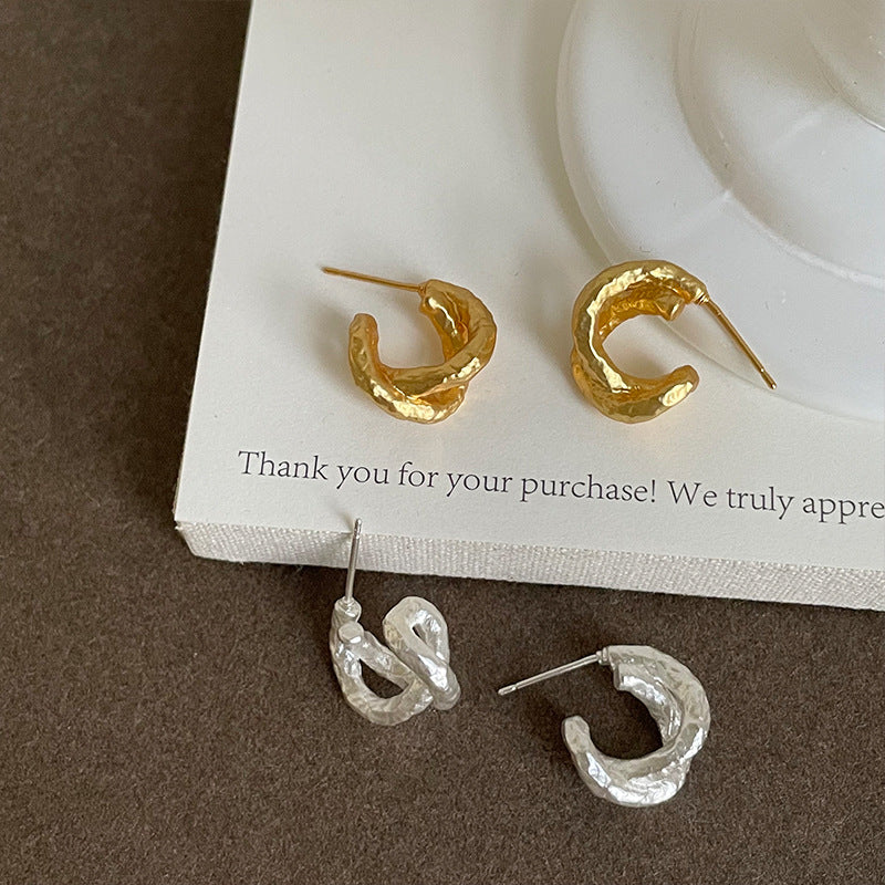 Fine Twisted C-Shaped Stud Earrings — earrings, view 4