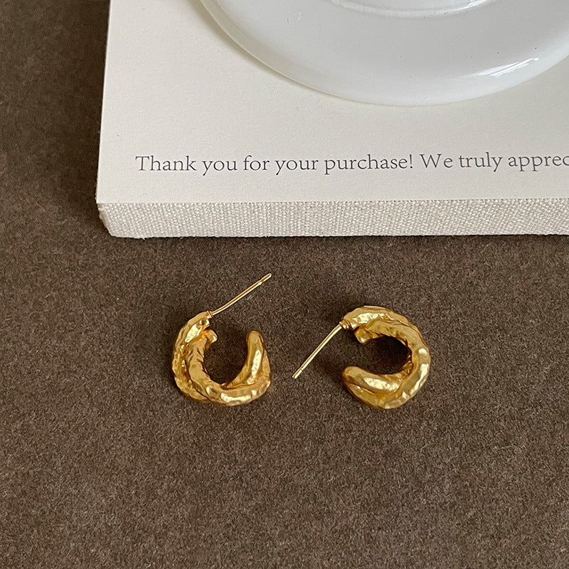 Fine Twisted C-Shaped Stud Earrings — earrings, view 5
