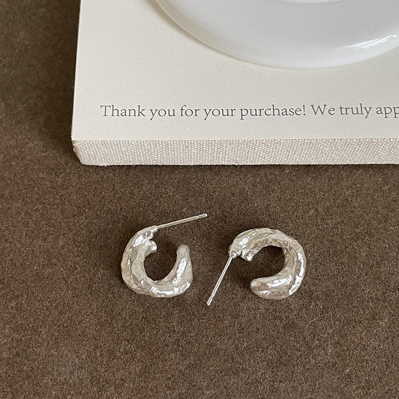 Fine Twisted C-Shaped Stud Earrings — earrings, view 6