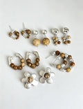 Beaded Drop Stud Earrings — brown earrings