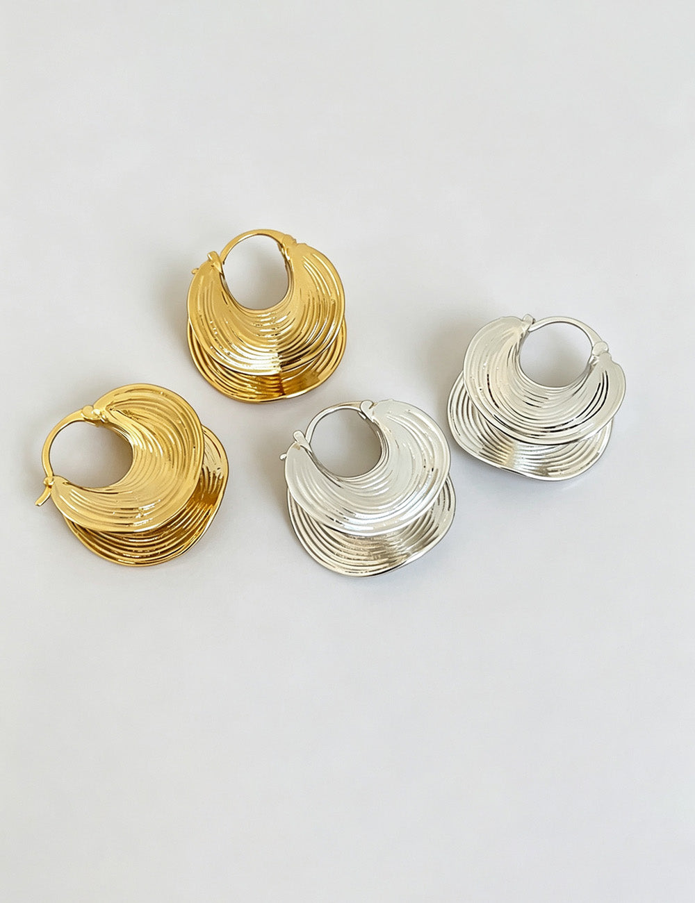 Double-Layer Geometric Hoops — earrings