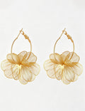 Gold Floral Dangle Hoop Earrings — earrings
