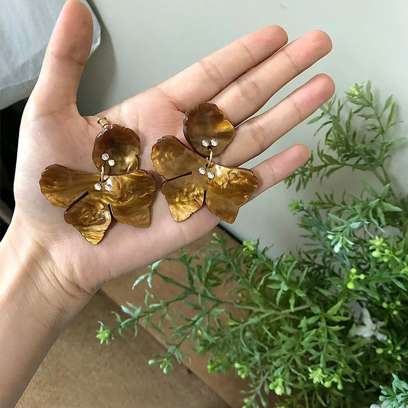 3D Acetate Floral Stud Earrings — earrings, view 4