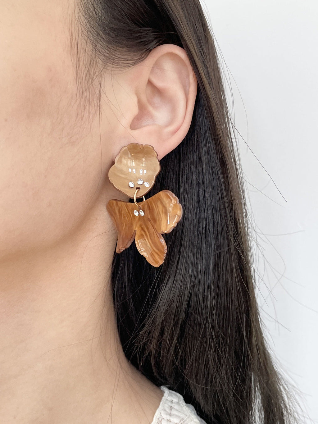 3D Acetate Floral Stud Earrings — earrings, view 5