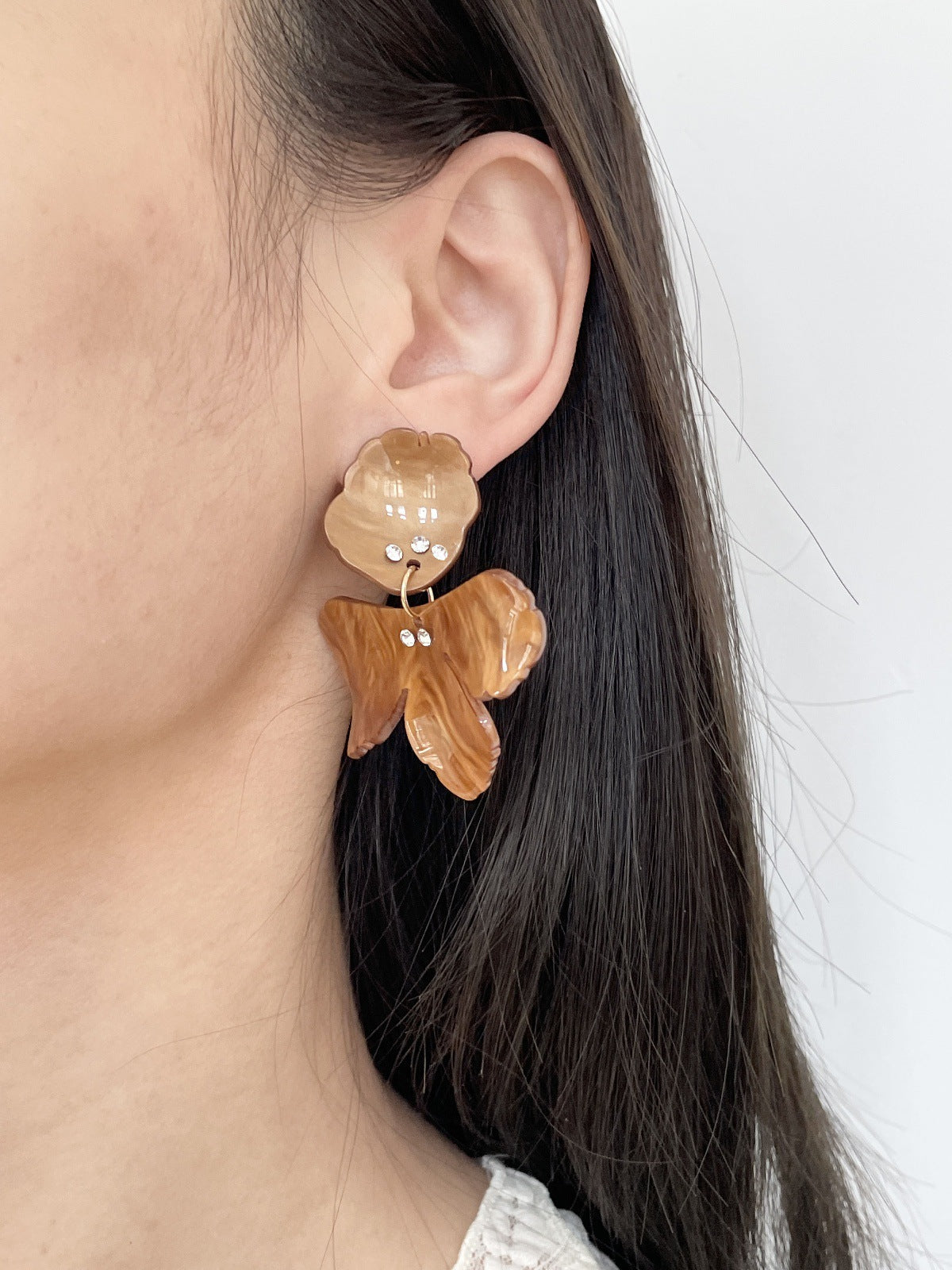 3D Acetate Floral Stud Earrings — earrings, view 5