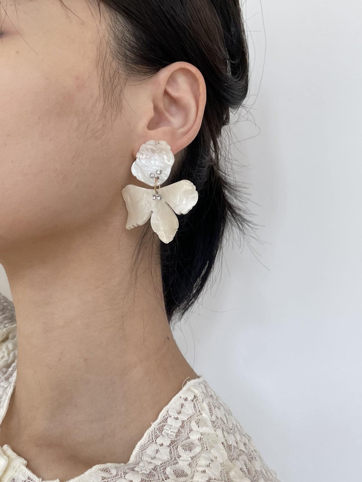 3D Acetate Floral Stud Earrings — earrings, view 6