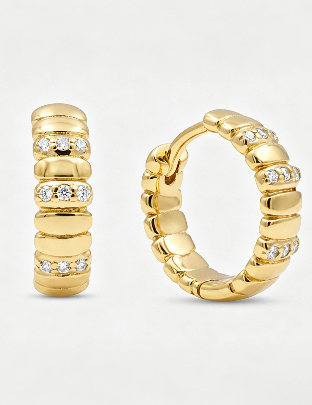 Snake-Bone Rhinestone Hoop Earrings — earrings