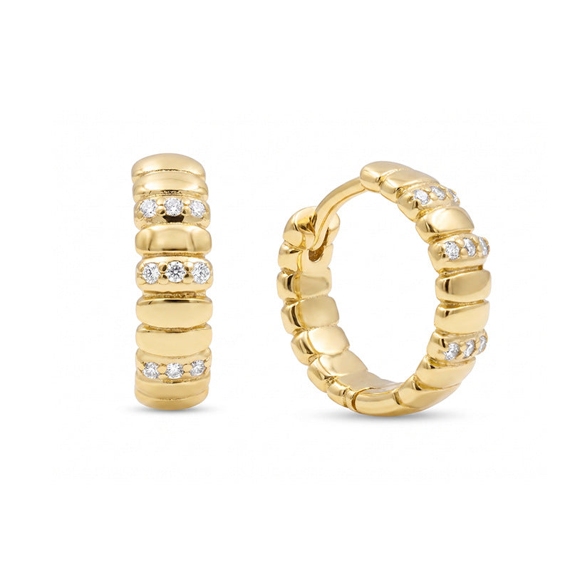 Snake-Bone Rhinestone Hoop Earrings — earrings, view 2