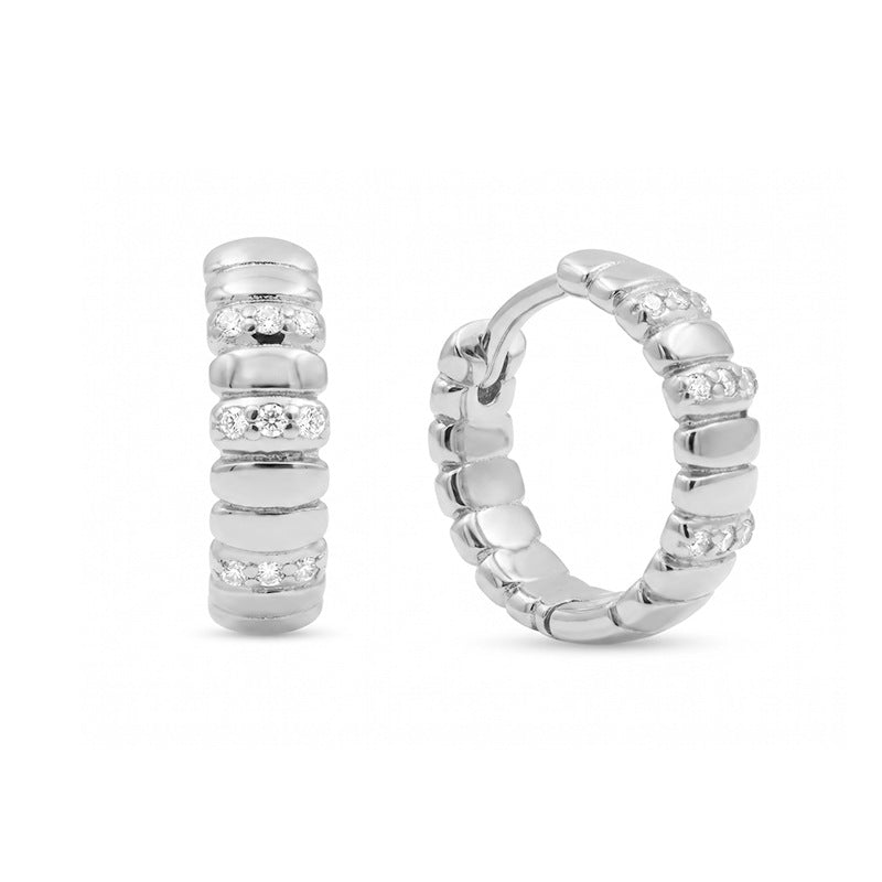 Snake-Bone Rhinestone Hoop Earrings — earrings, view 3