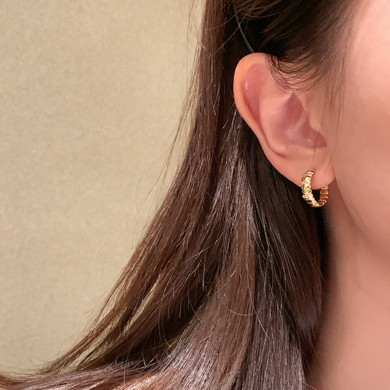 Snake-Bone Rhinestone Hoop Earrings — earrings, view 7