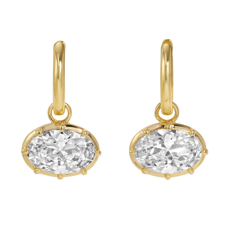 Rhinestone Pendant Hoop Earrings — earrings, view 2