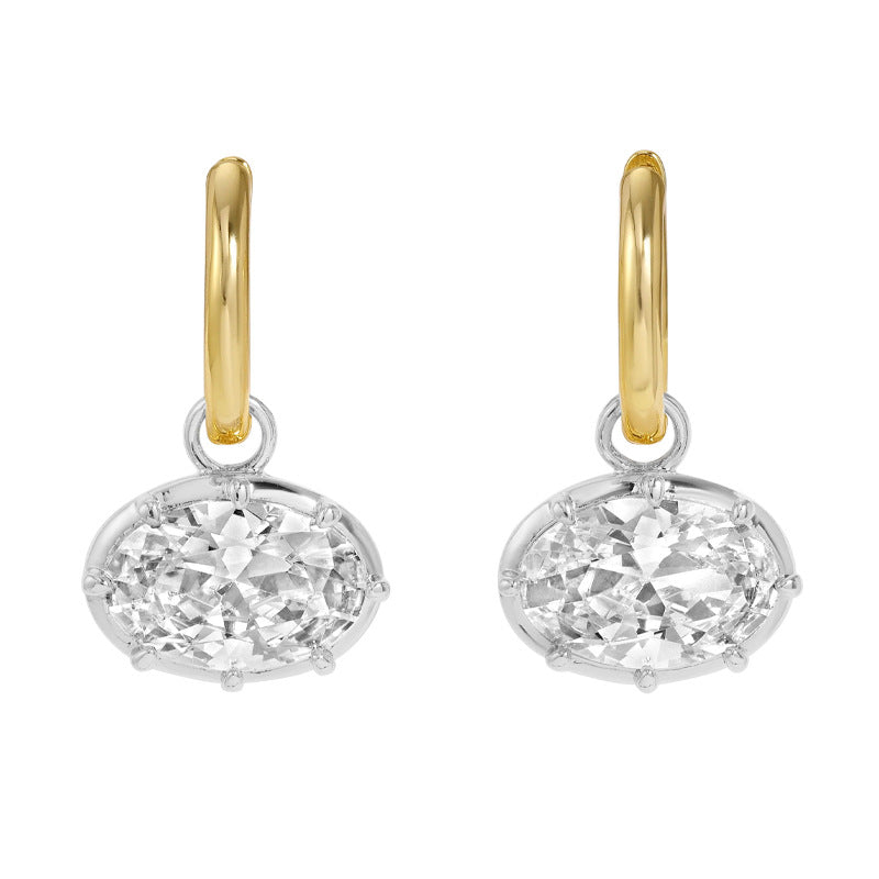 Rhinestone Pendant Hoop Earrings — earrings, view 3