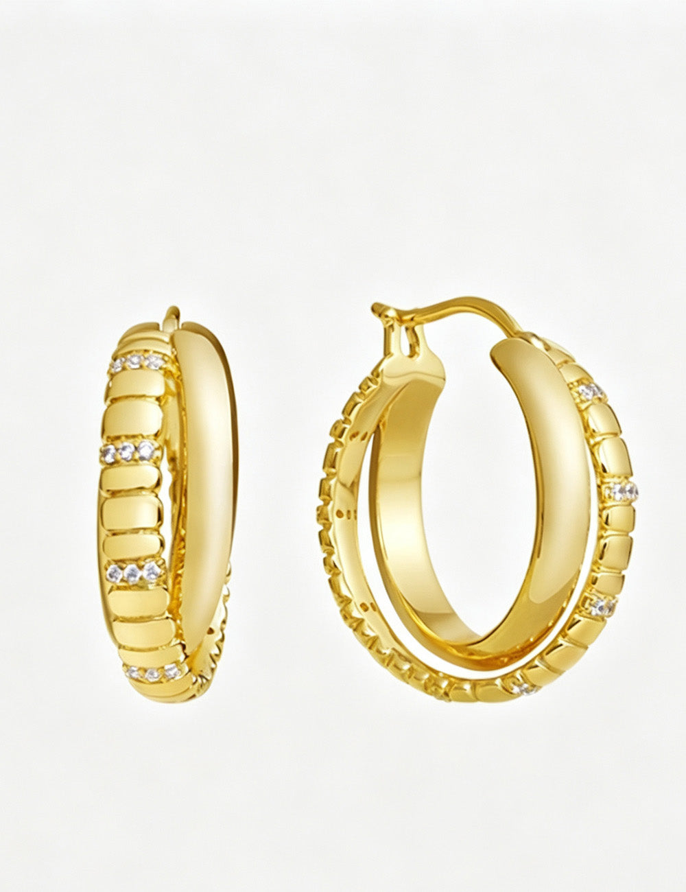 Snake-Bone Double Layer Hoops — earrings