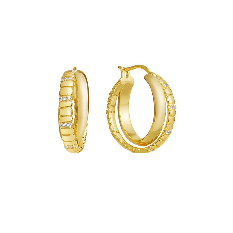 Snake-Bone Double Layer Hoops — earrings, view 2