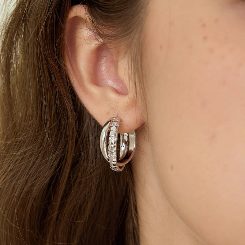 Snake-Bone Double Layer Hoops — earrings, view 4