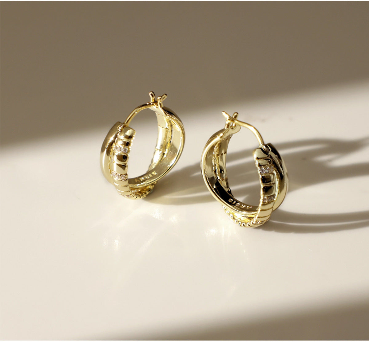 Snake-Bone Double Layer Hoops — earrings, view 6