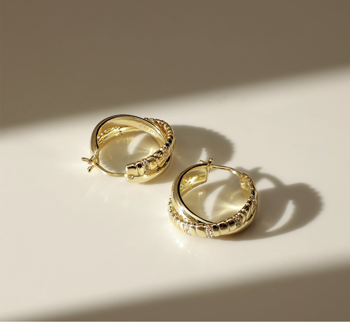 Snake-Bone Double Layer Hoops — earrings, view 7