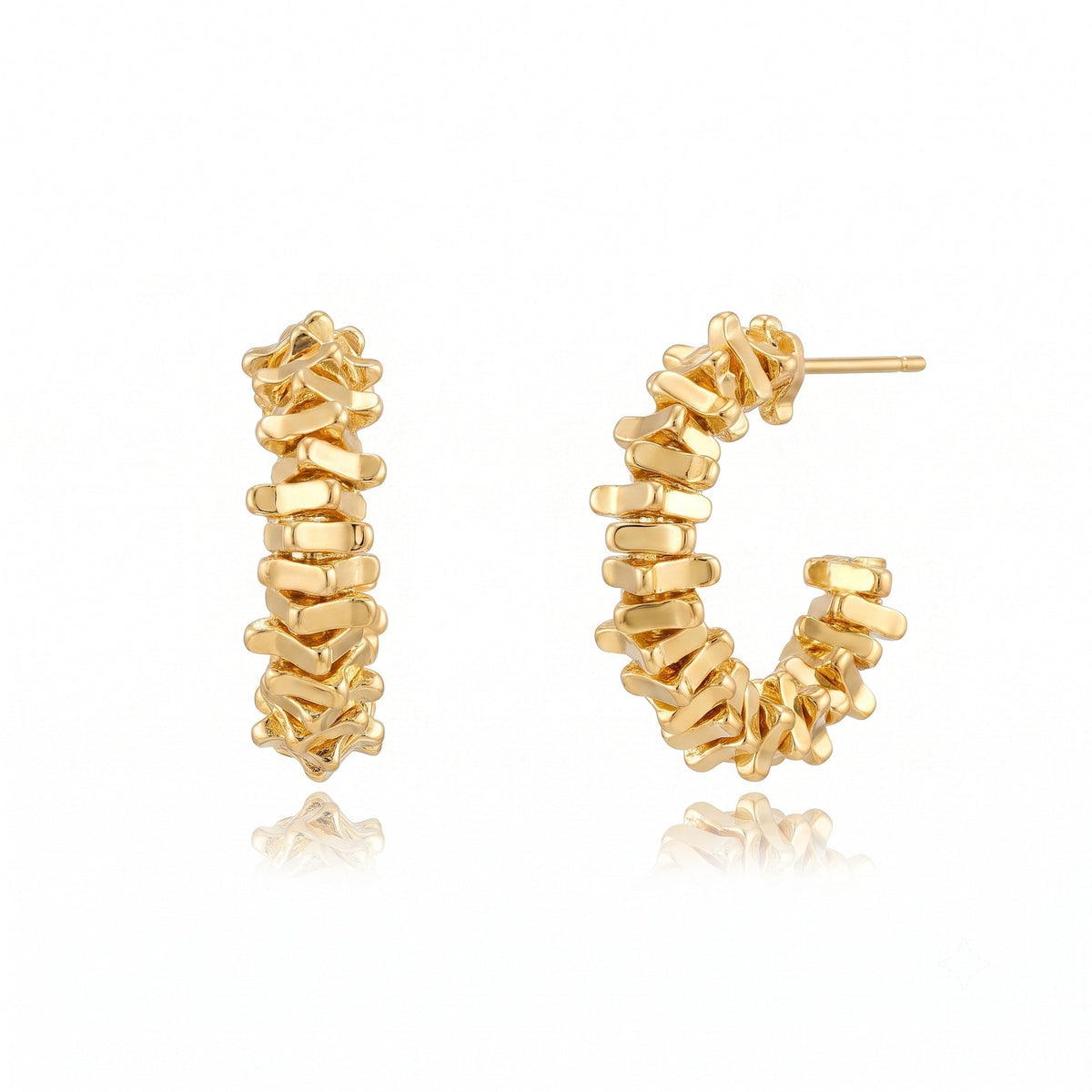 Gold Ingot C-Shape Studs — earrings, view 2