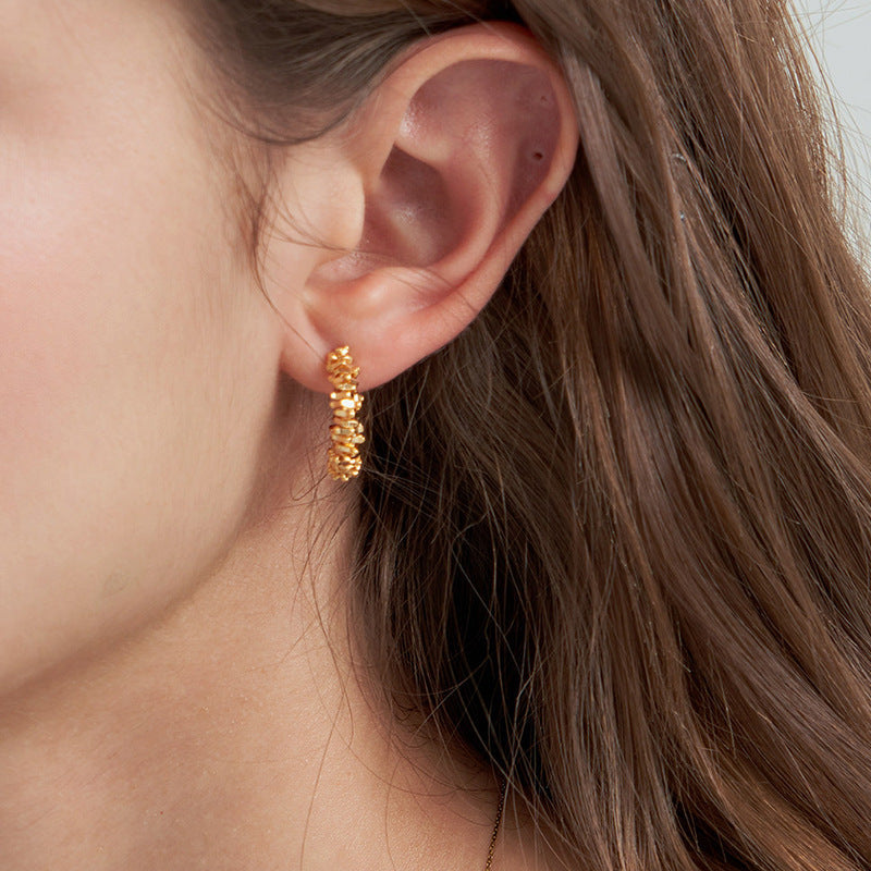 Gold Ingot C-Shape Studs — earrings, view 4