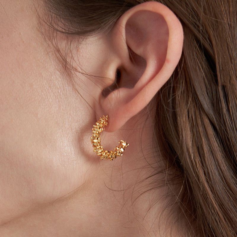 Gold Ingot C-Shape Studs — earrings, view 5