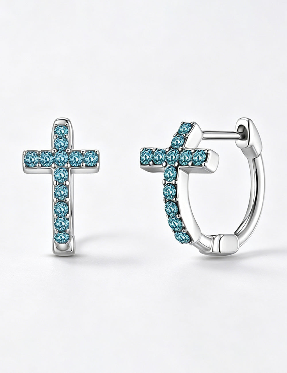 Cross Motif Rhinestone Hoop Earrings — earrings