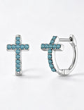 Cross Motif Rhinestone Hoop Earrings — earrings