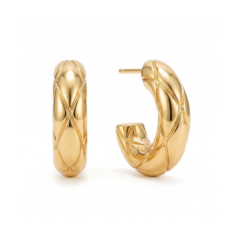 Rhombic Texture Stud Earrings — earrings, view 2