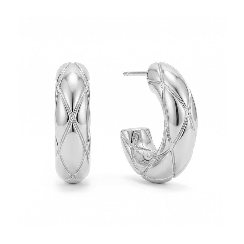 Rhombic Texture Stud Earrings — earrings, view 3