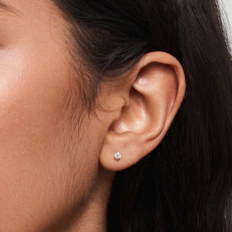 Rhinestone Stud Earrings in Four Sizes — earrings, view 4