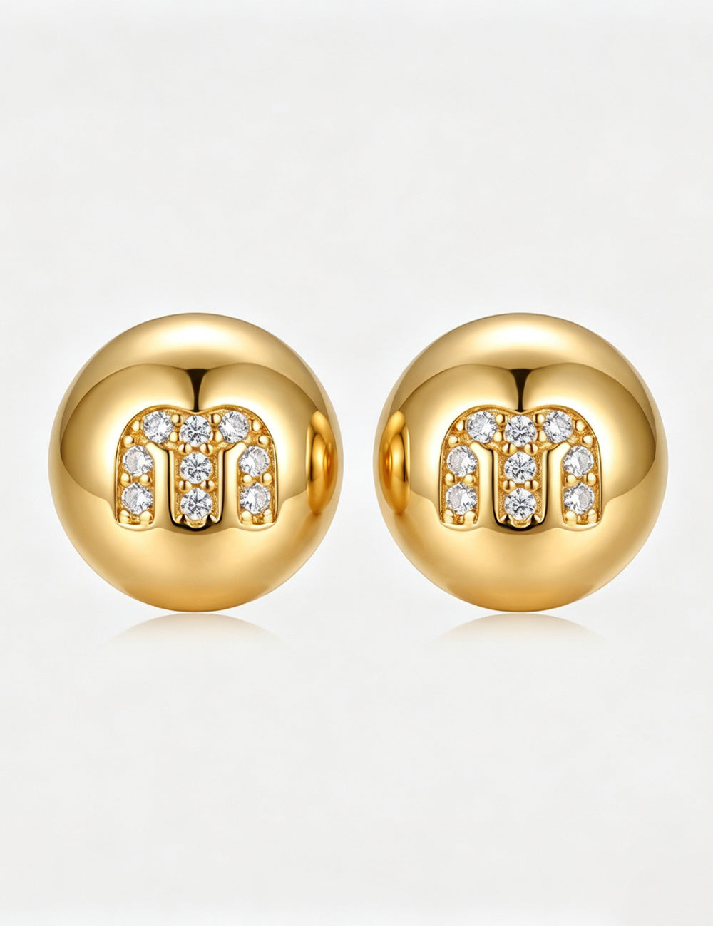 Rhinestone Letter Motif Stud Earrings — earrings