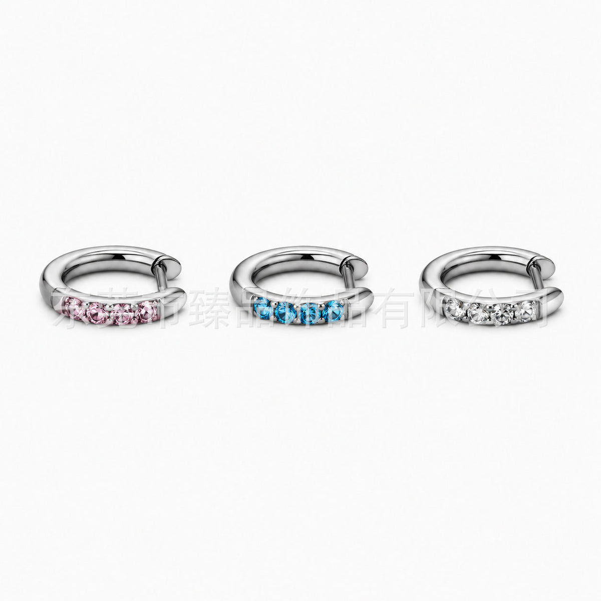 D-Shape Rhinestone Hoop Earrings — earrings, view 2