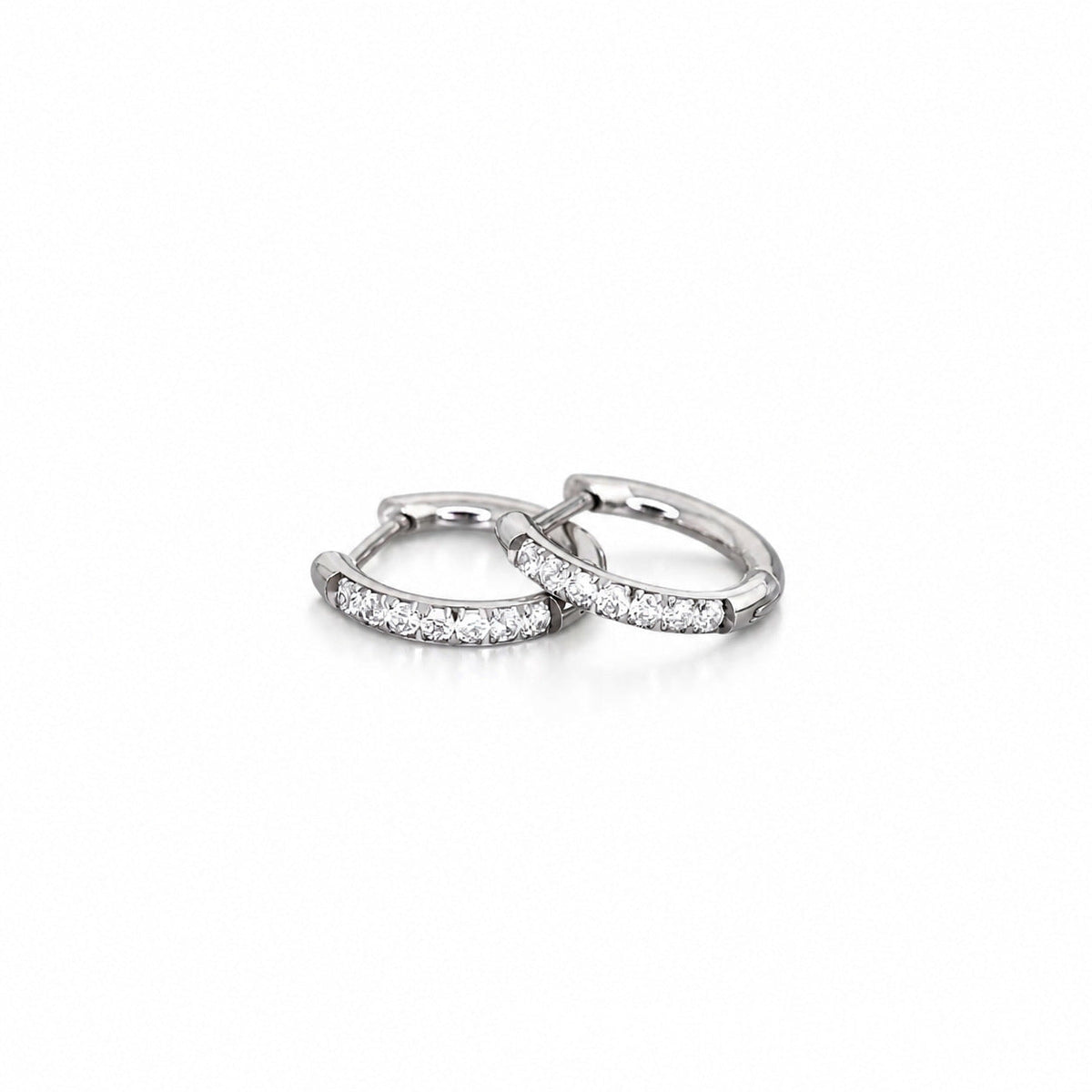 D-Shape Rhinestone Hoop Earrings — earrings, view 3