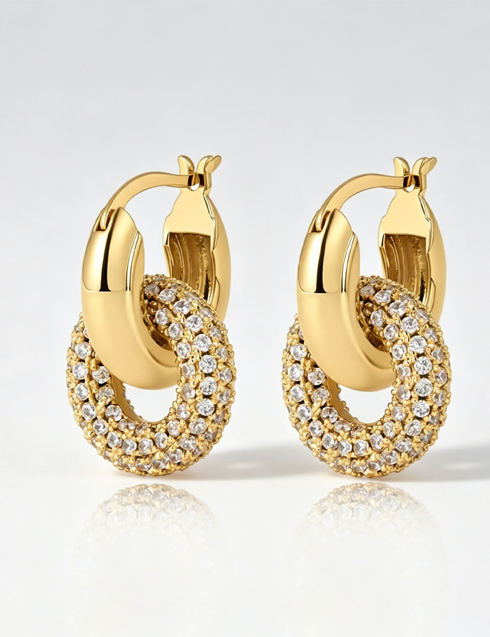 Interlock Rhinestone Hoop Earrings — earrings