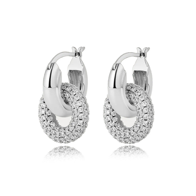Interlock Rhinestone Hoop Earrings — earrings, view 2