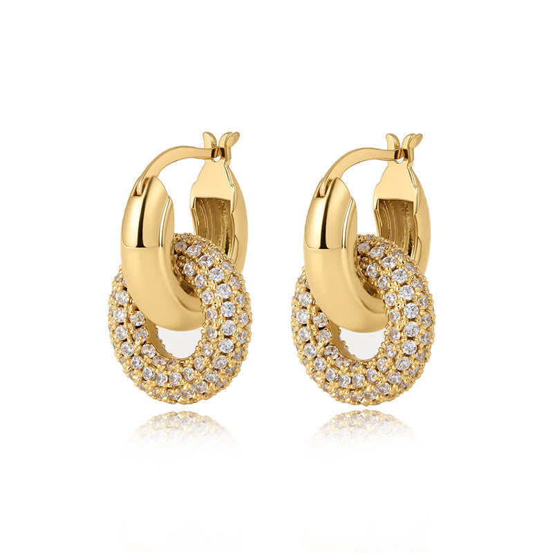 Interlock Rhinestone Hoop Earrings — earrings, view 3