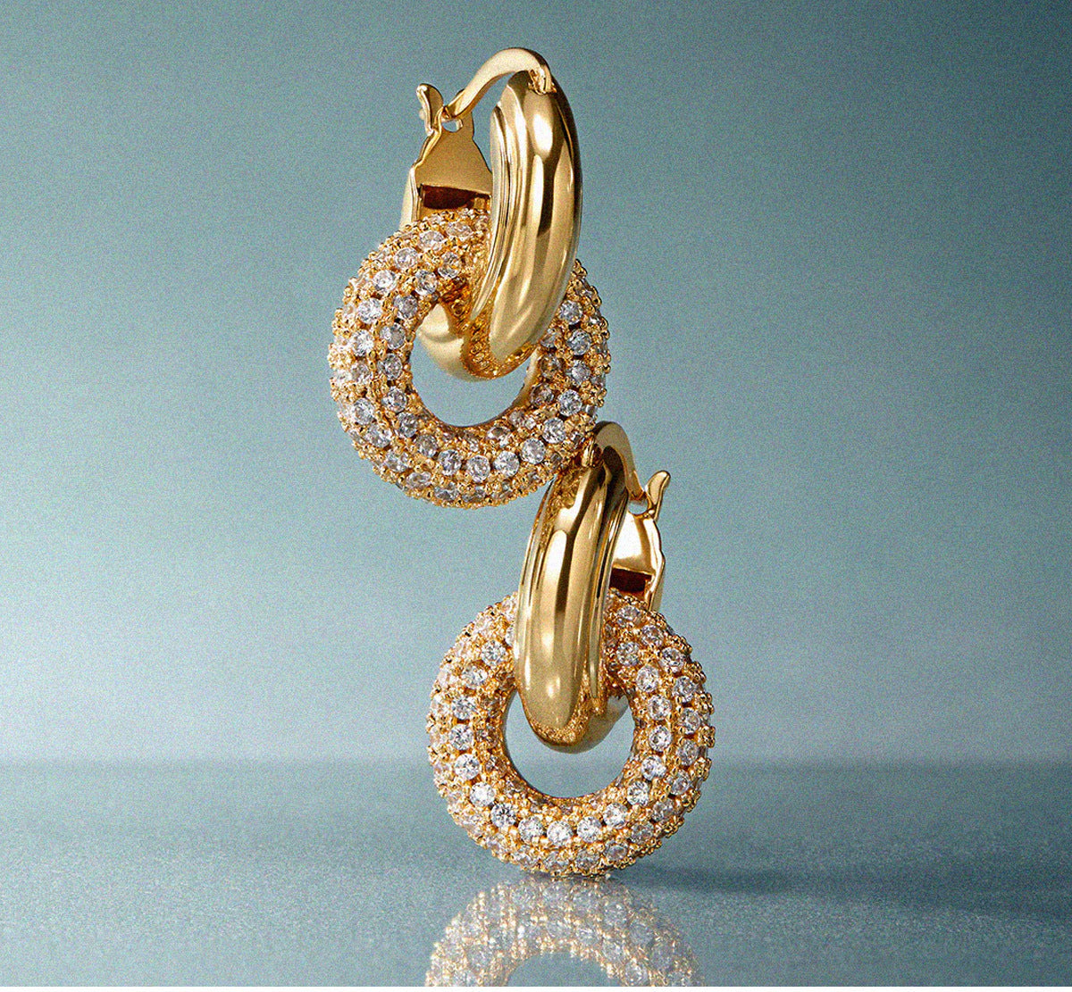 Interlock Rhinestone Hoop Earrings — earrings, view 4