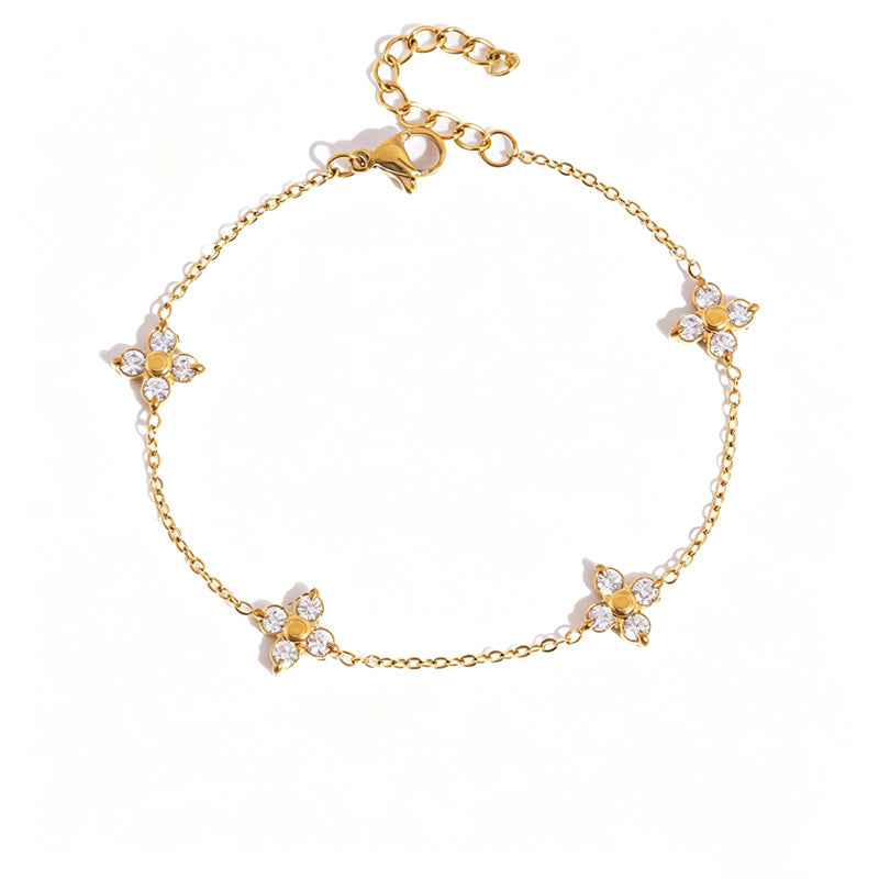 Gold-Plated Flower Zirconia Bracelet — bracelet, view 6